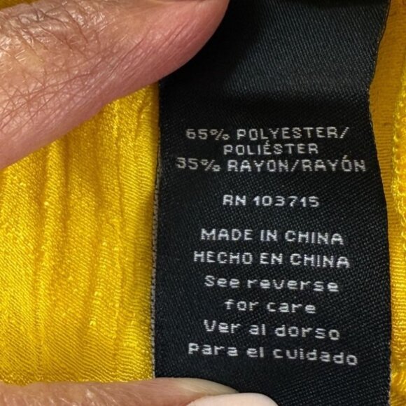 Zac & Rachel Woman Yellow Button-Down Blouse 3X with Roll-Tab Sleeves Gauze Boho - Picture 4 of 10